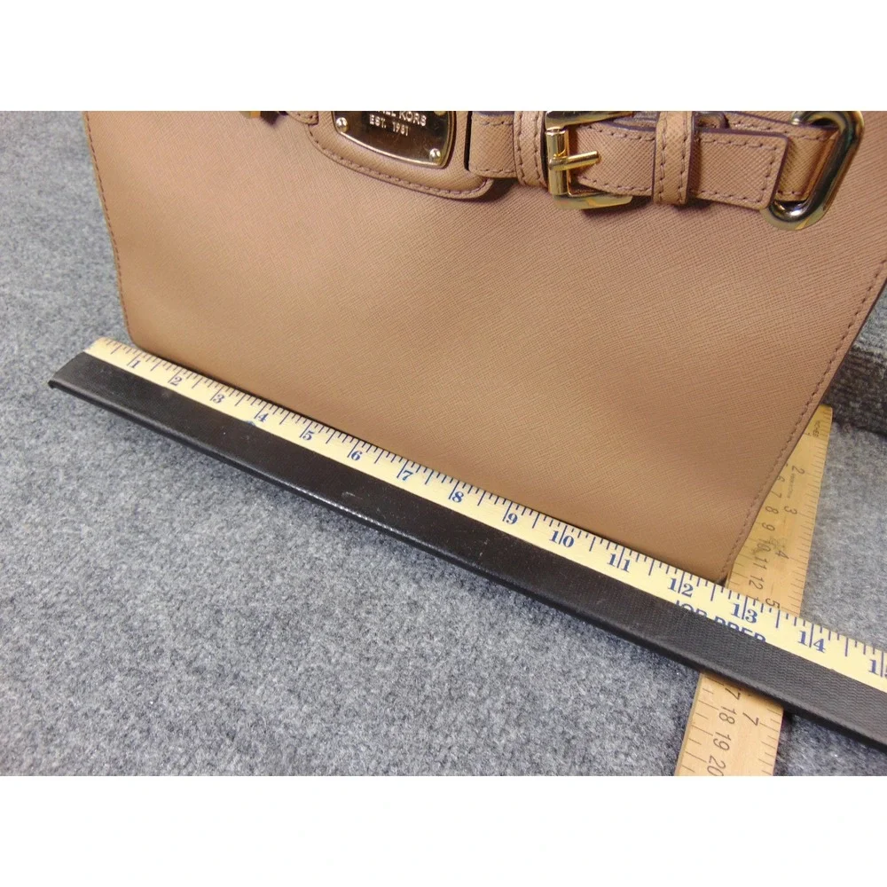 Michael Kors Hamilton Satchel Tan Brown‎ Saffiano 38H7YHMS3L Handbag
